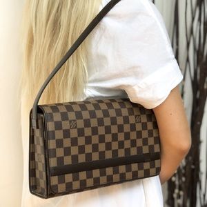 Auth Louis Vuitton Tribeca Long Damier Ebene Bag